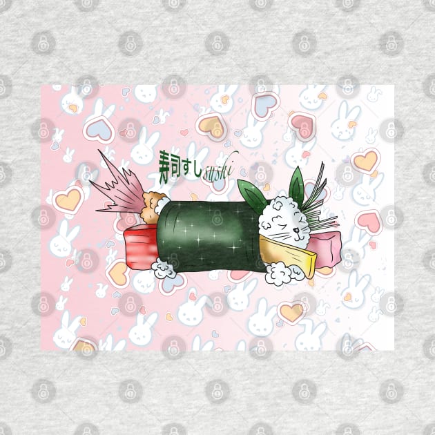 sushi roll cute rabbit rice by cuisinecat